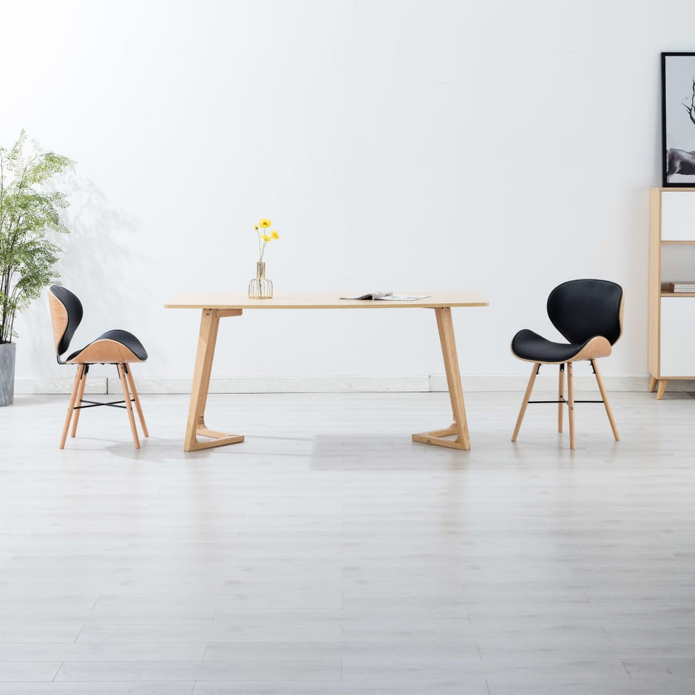 Eetkamerstoelen 2 st kunstleer en gebogen hout zwart - Griffin Retail