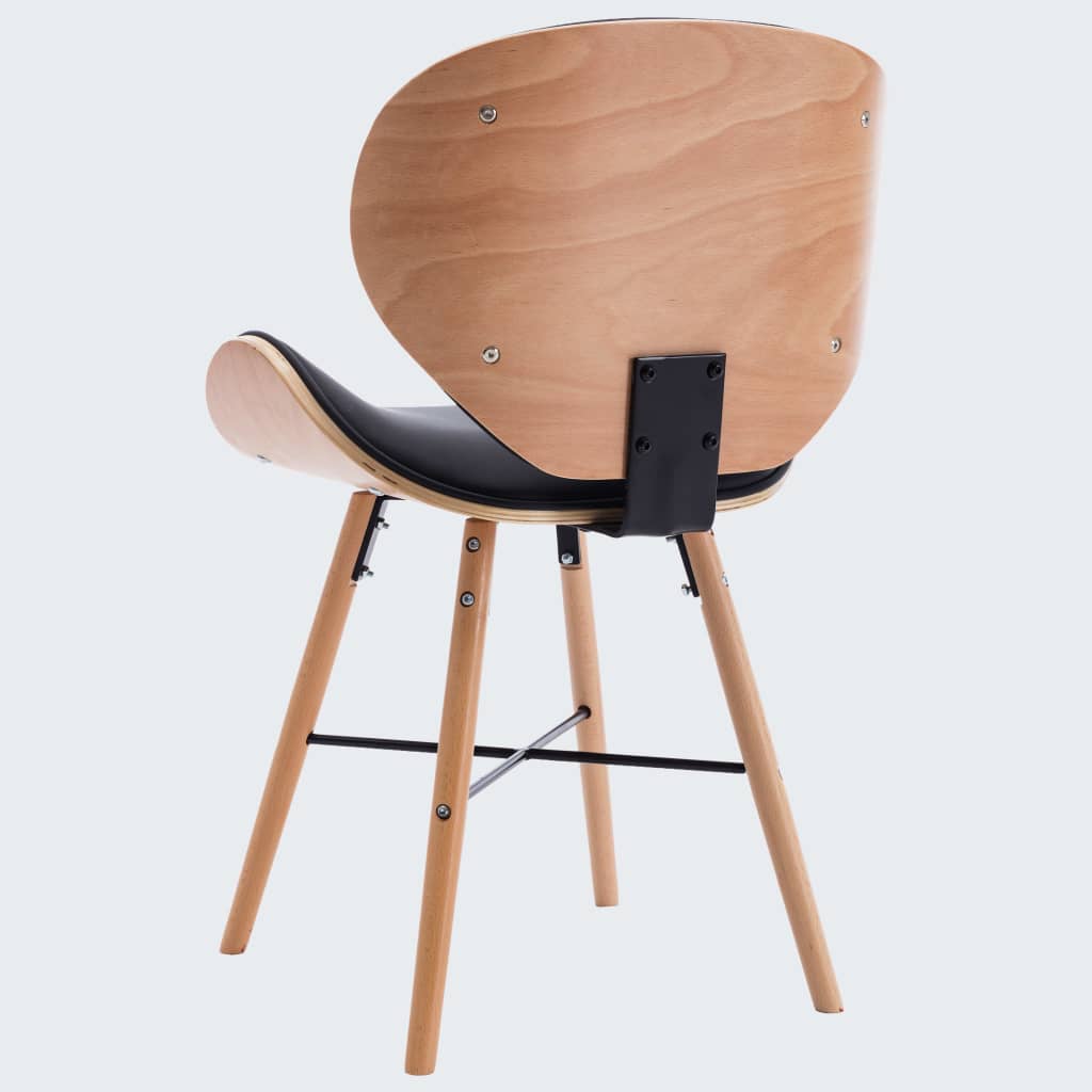 Eetkamerstoelen 2 st kunstleer en gebogen hout zwart - Griffin Retail