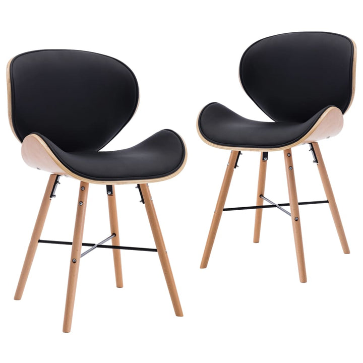 Eetkamerstoelen 2 st kunstleer en gebogen hout zwart - Griffin Retail