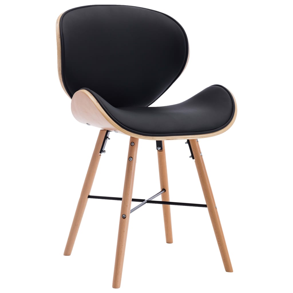 Eetkamerstoelen 2 st kunstleer en gebogen hout zwart - Griffin Retail