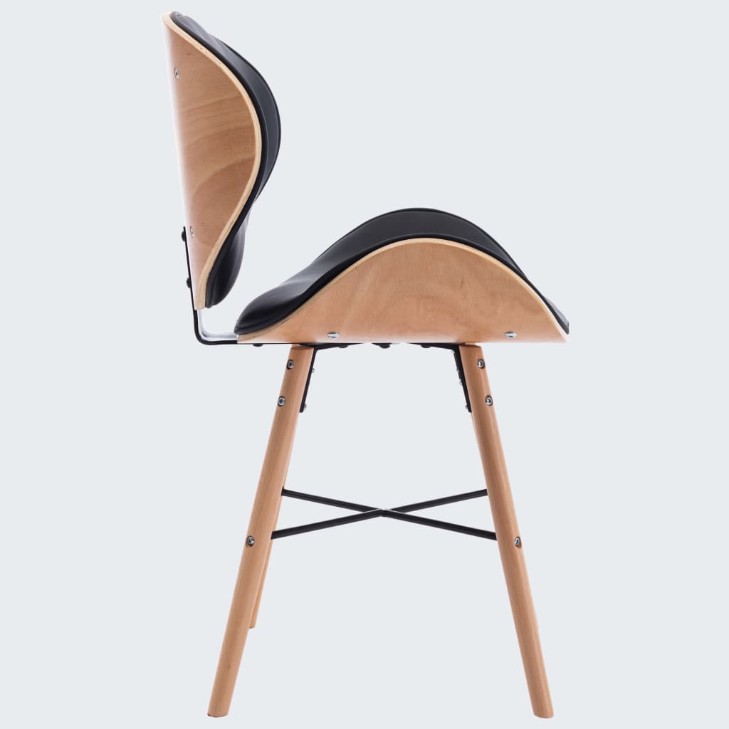 Eetkamerstoelen 2 st kunstleer en gebogen hout zwart - Griffin Retail