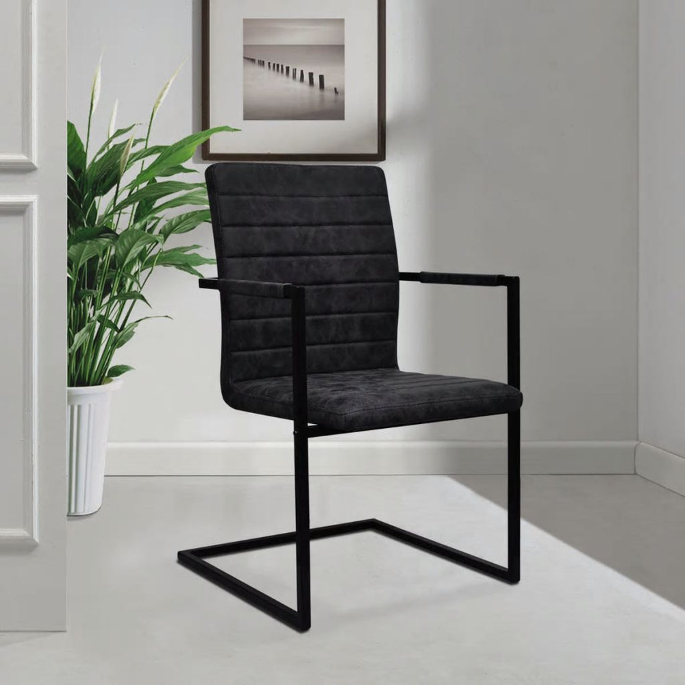 Eetkamerstoelen 2 st kunstleer zwart - Griffin Retail