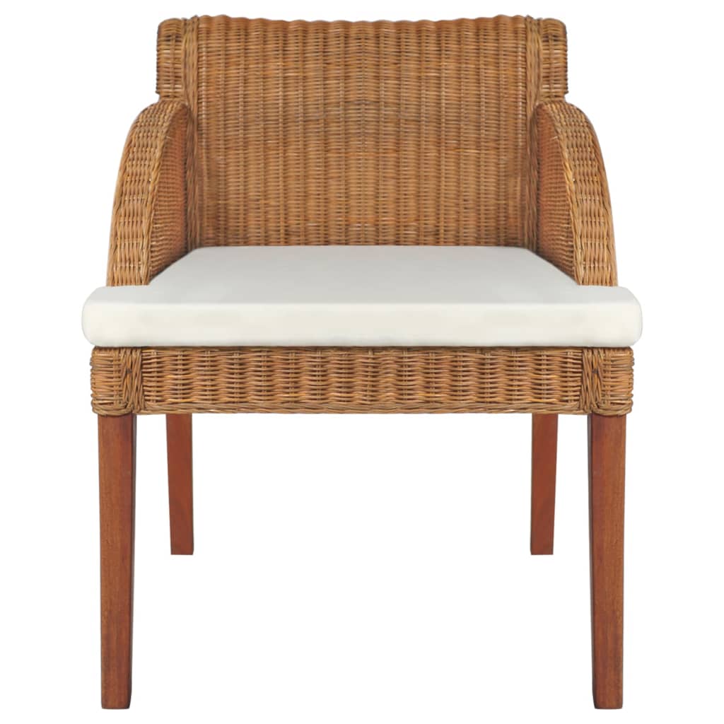 Eetkamerstoelen 2 st met kussens natuurlijk rattan lichtbruin - Griffin Retail