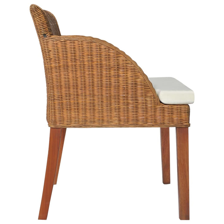 Eetkamerstoelen 2 st met kussens natuurlijk rattan lichtbruin - Griffin Retail