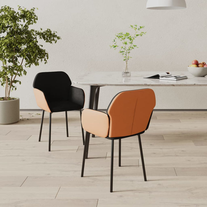 Eetkamerstoelen 2 st stof en kunstleer zwart - Griffin Retail