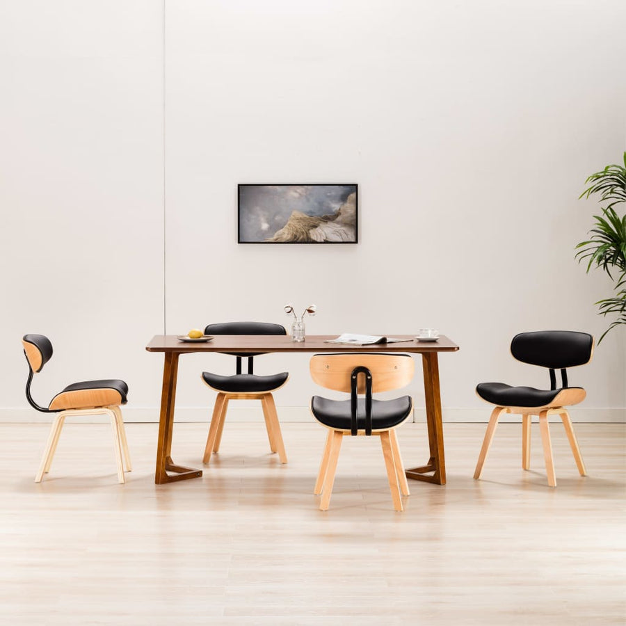 Eetkamerstoelen 4 st gebogen hout en kunstleer zwart - Griffin Retail