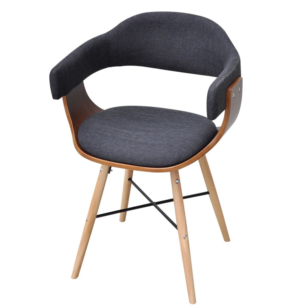 Eetkamerstoelen 4 st gebogen hout en stof donkergrijs - Griffin Retail