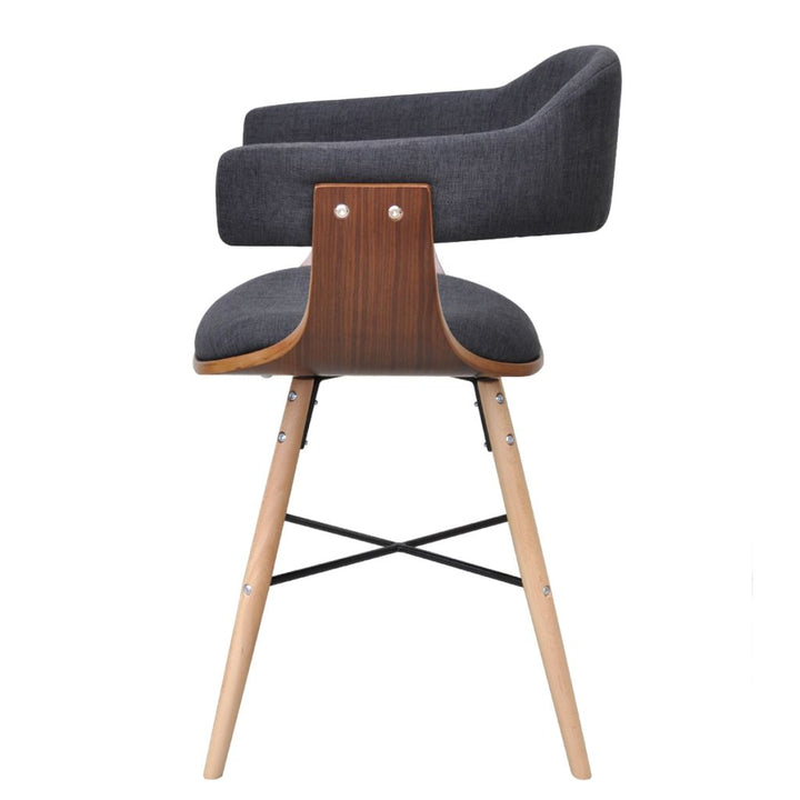 Eetkamerstoelen 4 st gebogen hout en stof donkergrijs - Griffin Retail