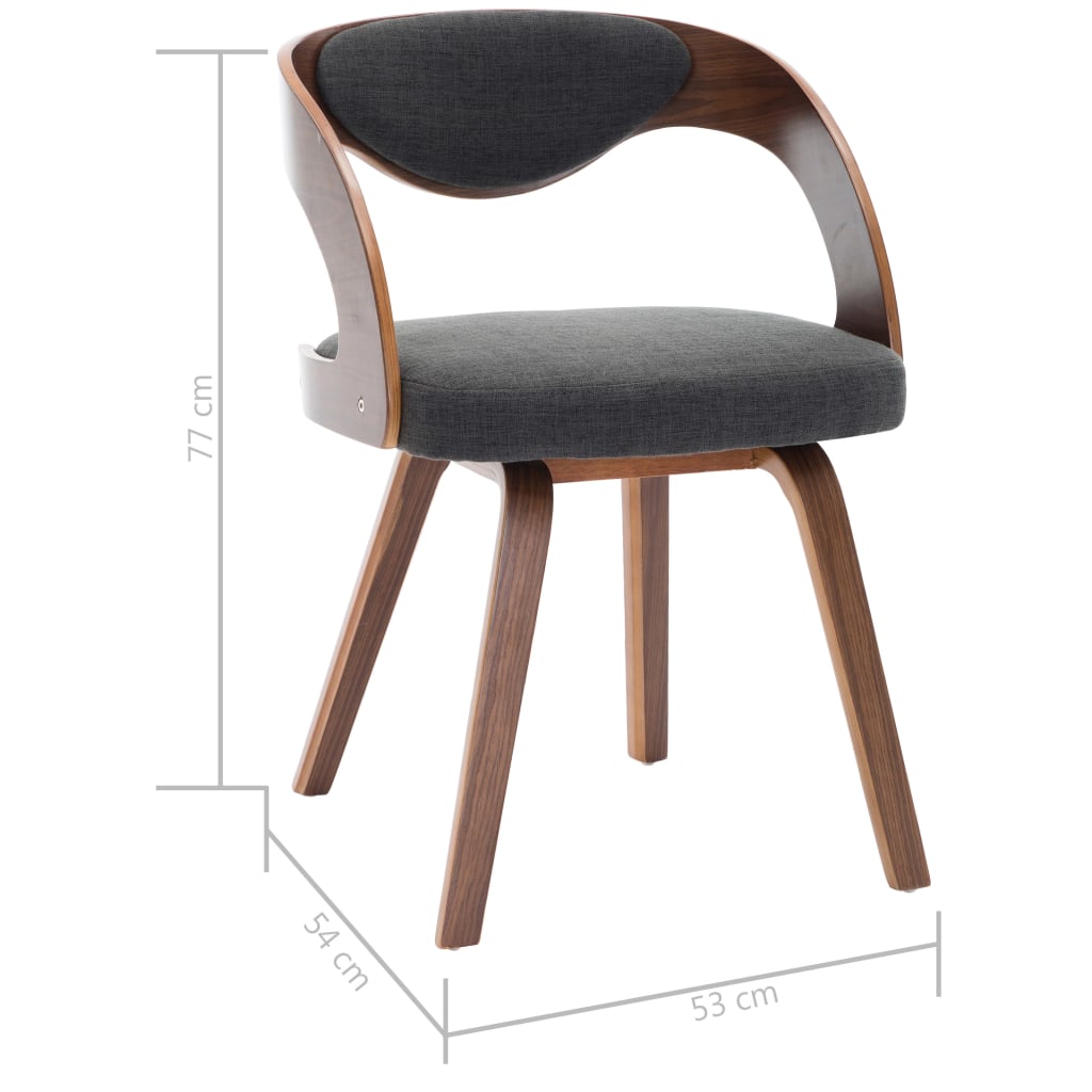 Eetkamerstoelen 4 st gebogen hout en stof donkergrijs - Griffin Retail