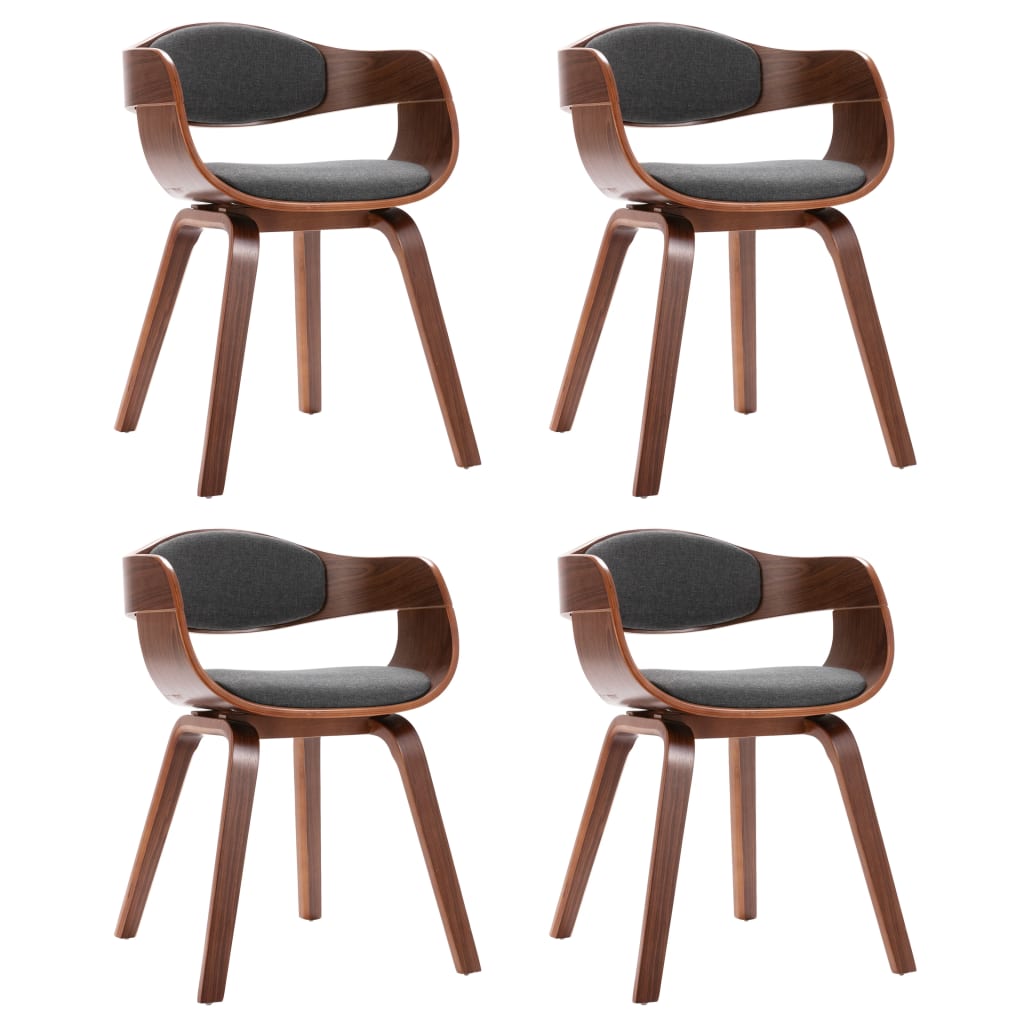 Eetkamerstoelen 4 st gebogen hout en stof grijs - Griffin Retail