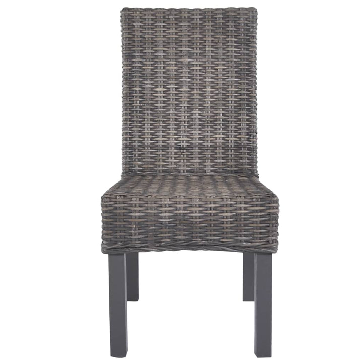 Eetkamerstoelen 4 st kubu rattan en mangohout bruin - Griffin Retail