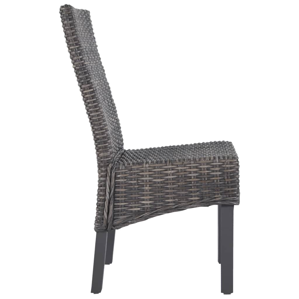 Eetkamerstoelen 4 st kubu rattan en mangohout bruin - Griffin Retail