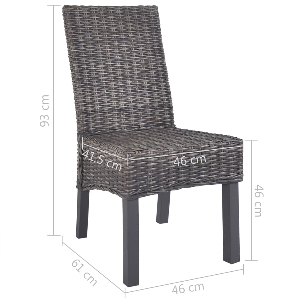 Eetkamerstoelen 4 st kubu rattan en mangohout bruin - Griffin Retail