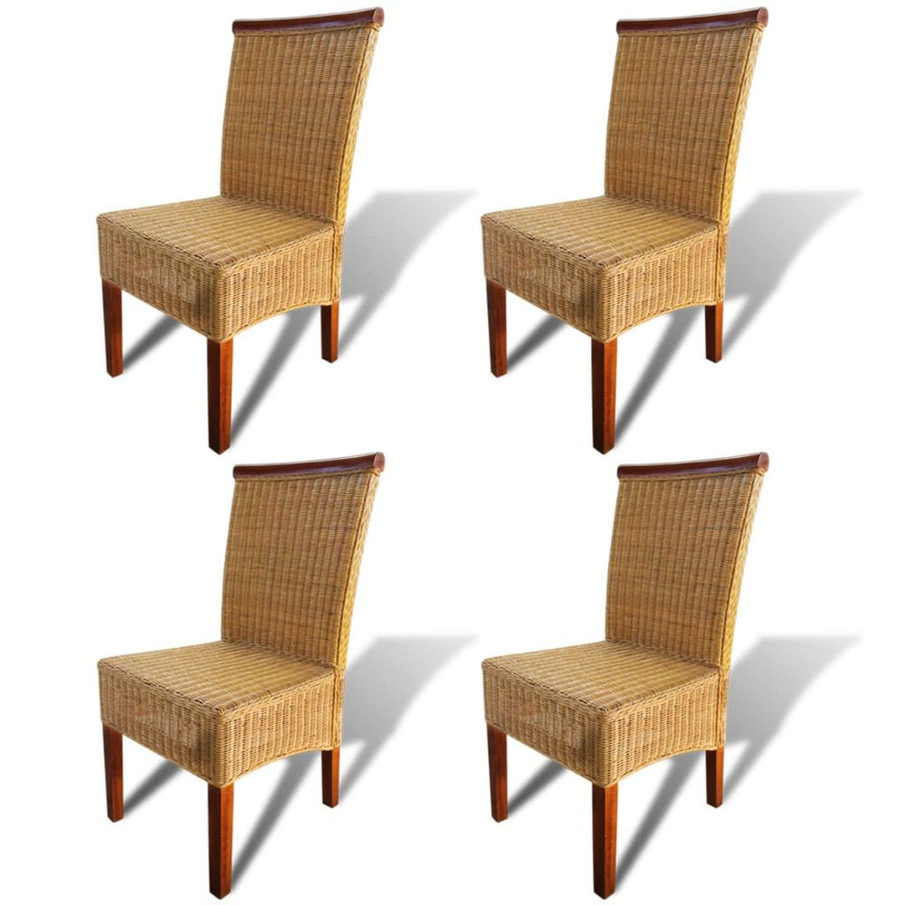 Eetkamerstoelen 4 st natuurlijk rattan bruin - Griffin Retail