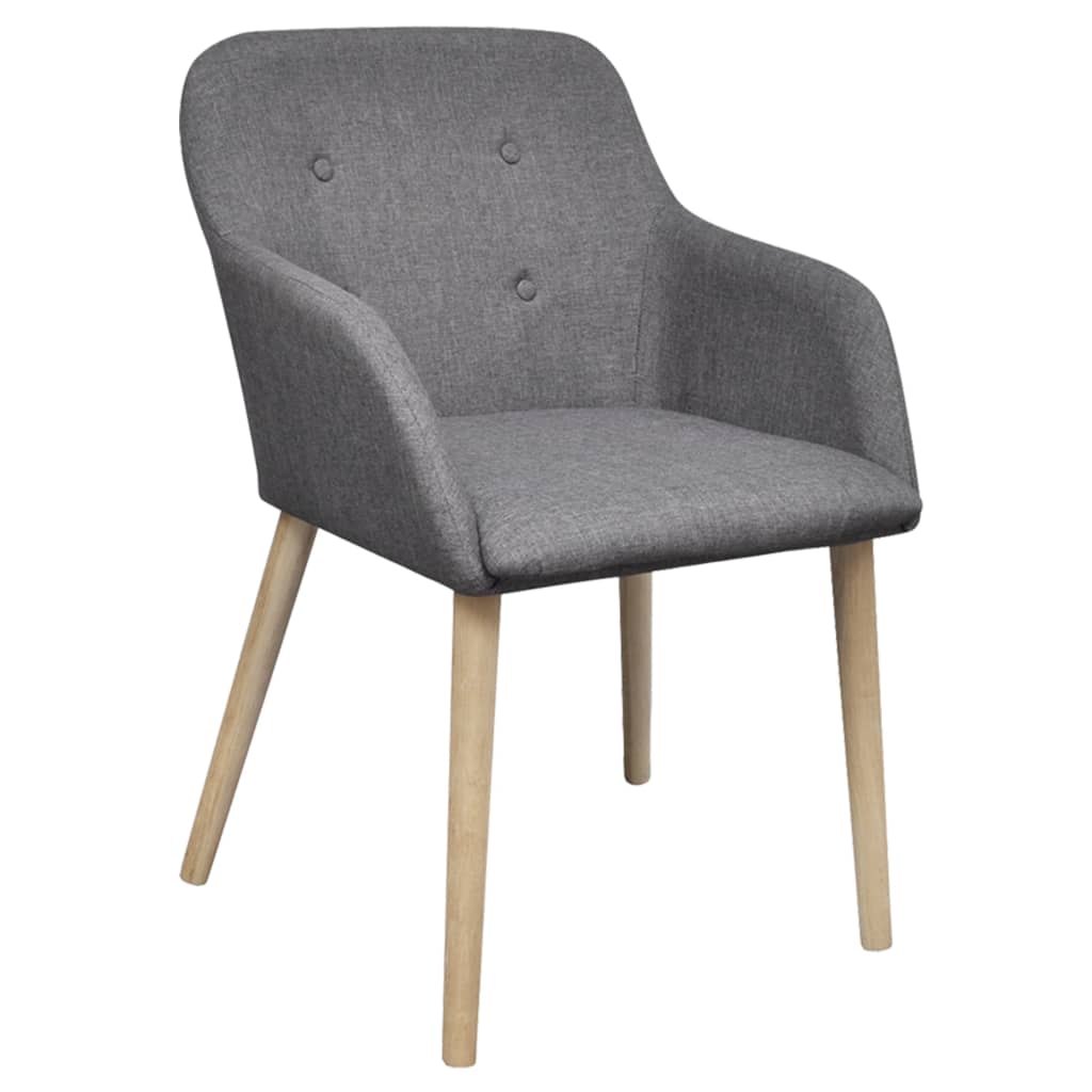 Eetkamerstoelen 4 st stof en massief eikenhout donkergrijs - Griffin Retail