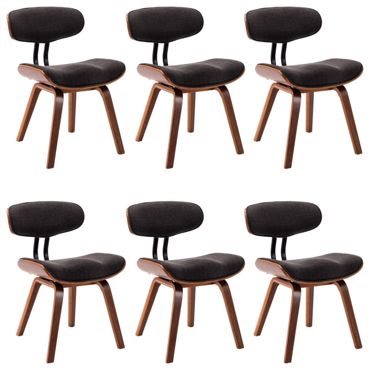 Eetkamerstoelen 6 st gebogen hout en stof grijs - Griffin Retail