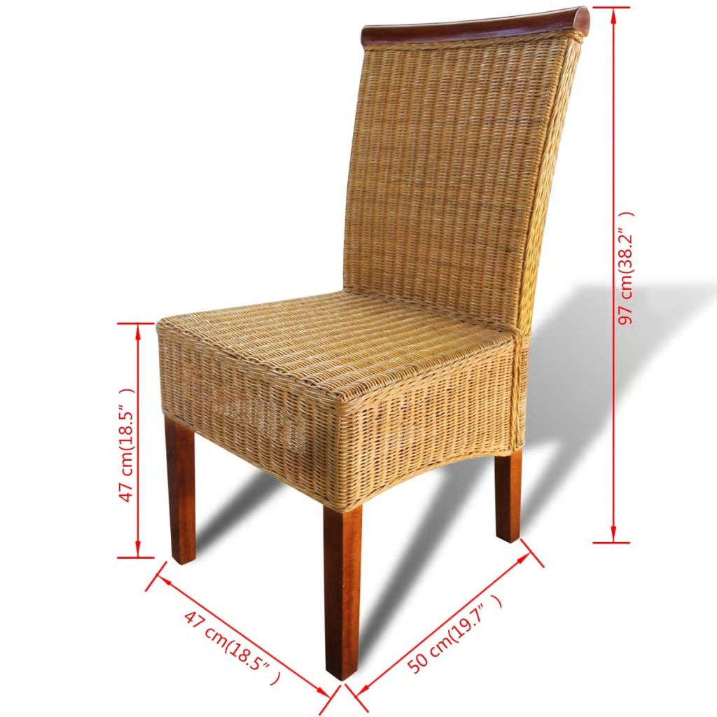 Eetkamerstoelen 6 st natuurlijk rattan bruin - Griffin Retail