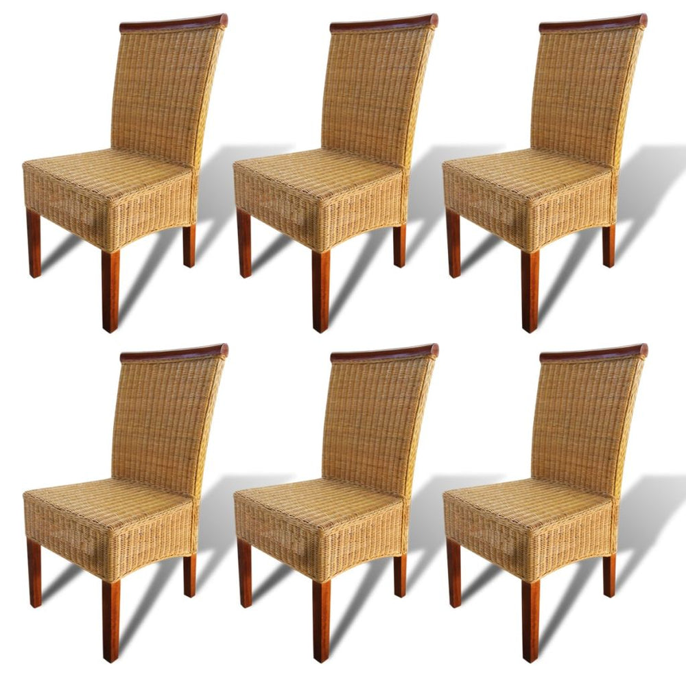 Eetkamerstoelen 6 st natuurlijk rattan bruin - Griffin Retail