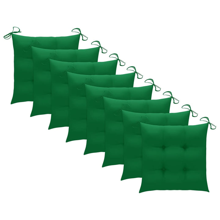 Eetkamerstoelen 8 st met groene kussens massief teakhout - Griffin Retail