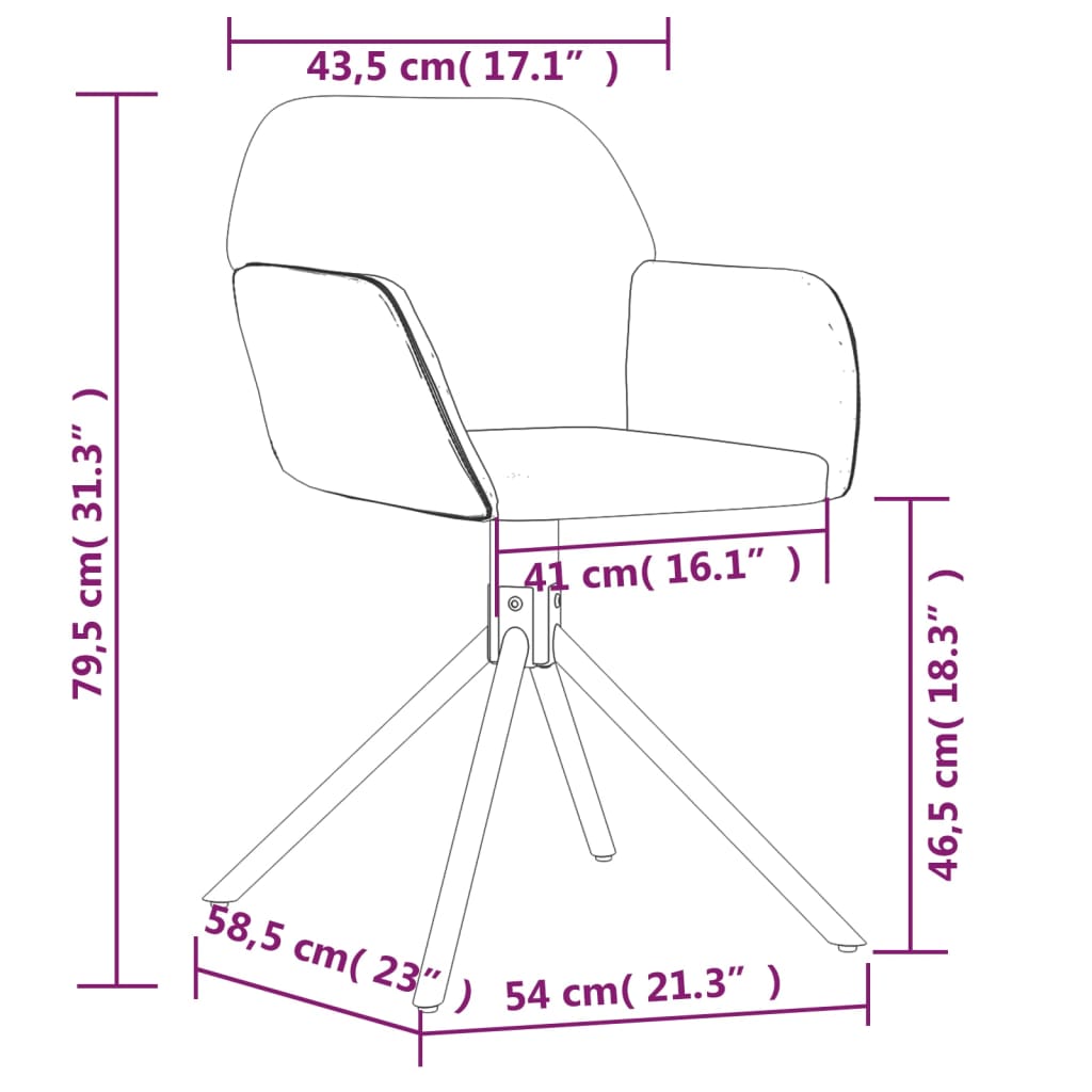 Eetkamerstoelen draaibaar 2 st fluweel donkergrijs - Griffin Retail