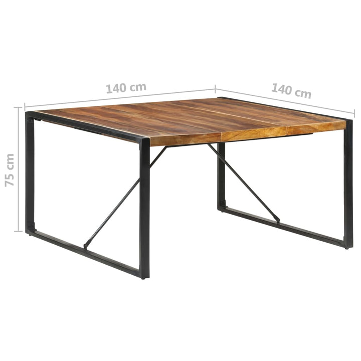 Eettafel 140x140x75 cm massief hout met sheesham afwerking - Griffin Retail