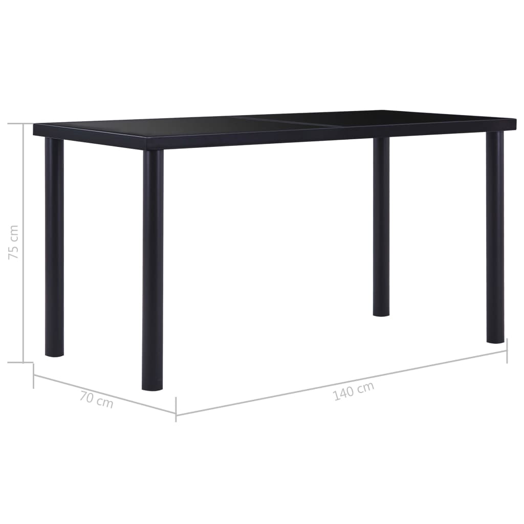 Eettafel 140x70x75 cm gehard glas zwart - Griffin Retail