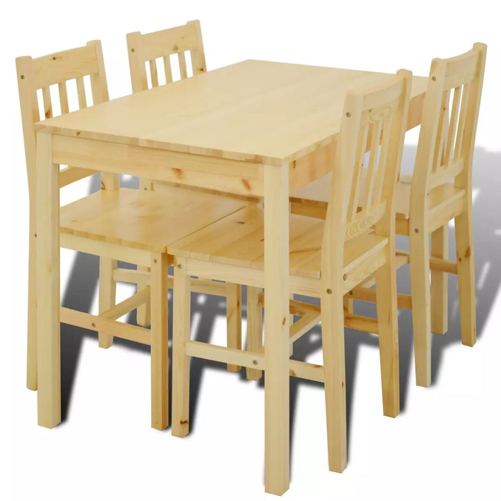 Eettafel met 4 stoelen hout naturel - Griffin Retail