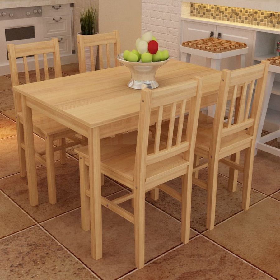Eettafel met 4 stoelen hout naturel - Griffin Retail