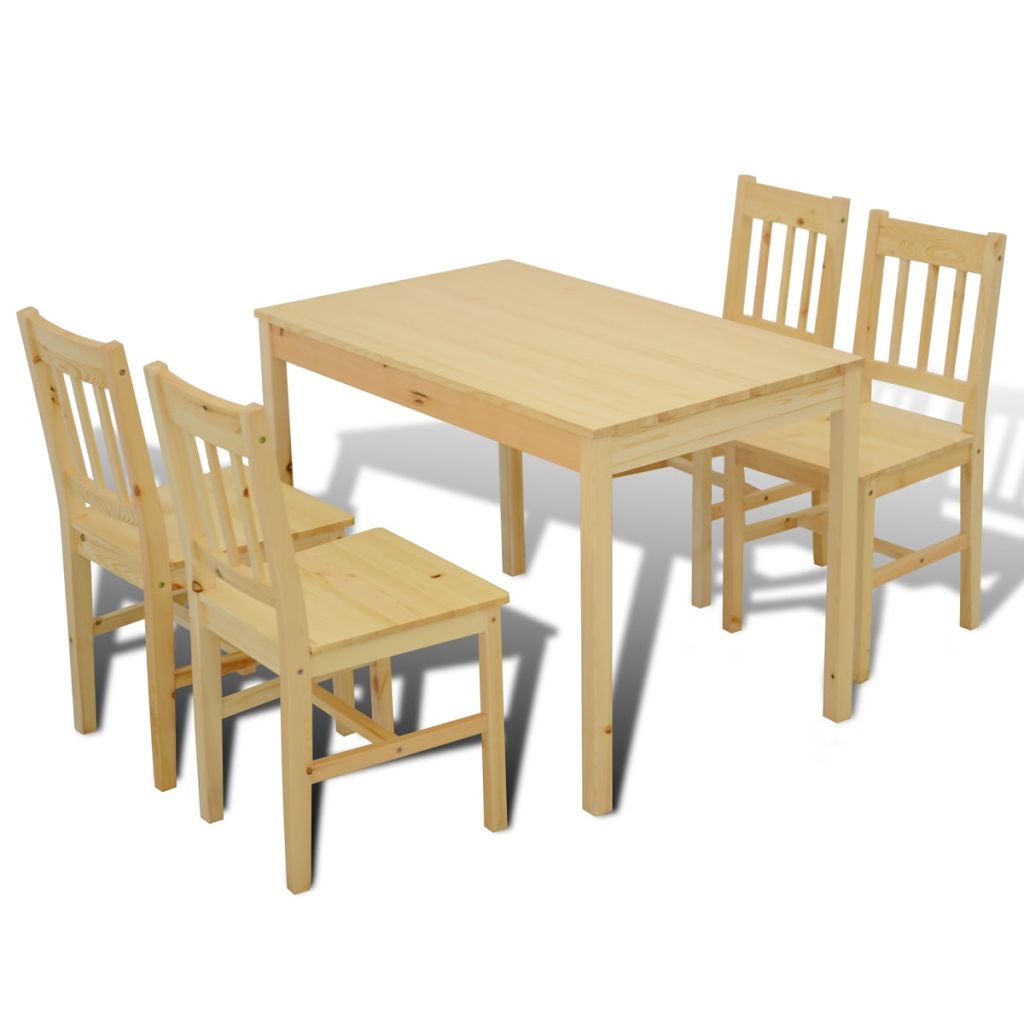 Eettafel met 4 stoelen hout naturel - Griffin Retail