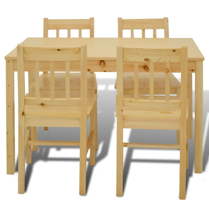 Eettafel met 4 stoelen hout naturel - Griffin Retail