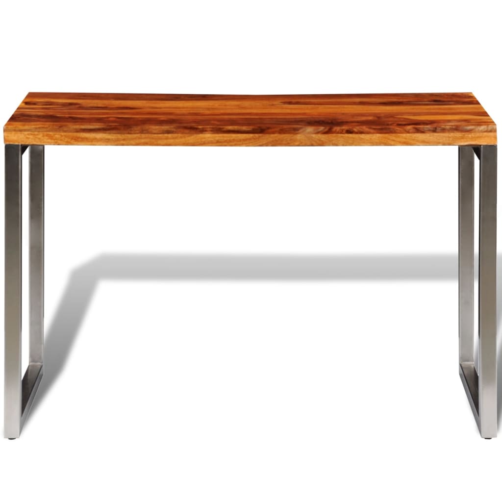 Eettafel/bureau met stalen poten massief sheeshamhout - Griffin Retail