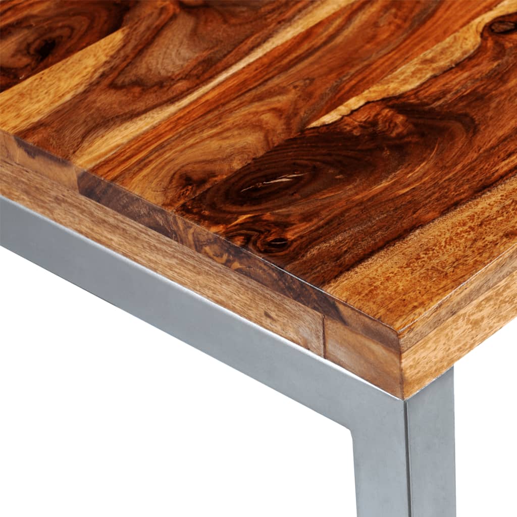 Eettafel/bureau met stalen poten massief sheeshamhout - Griffin Retail