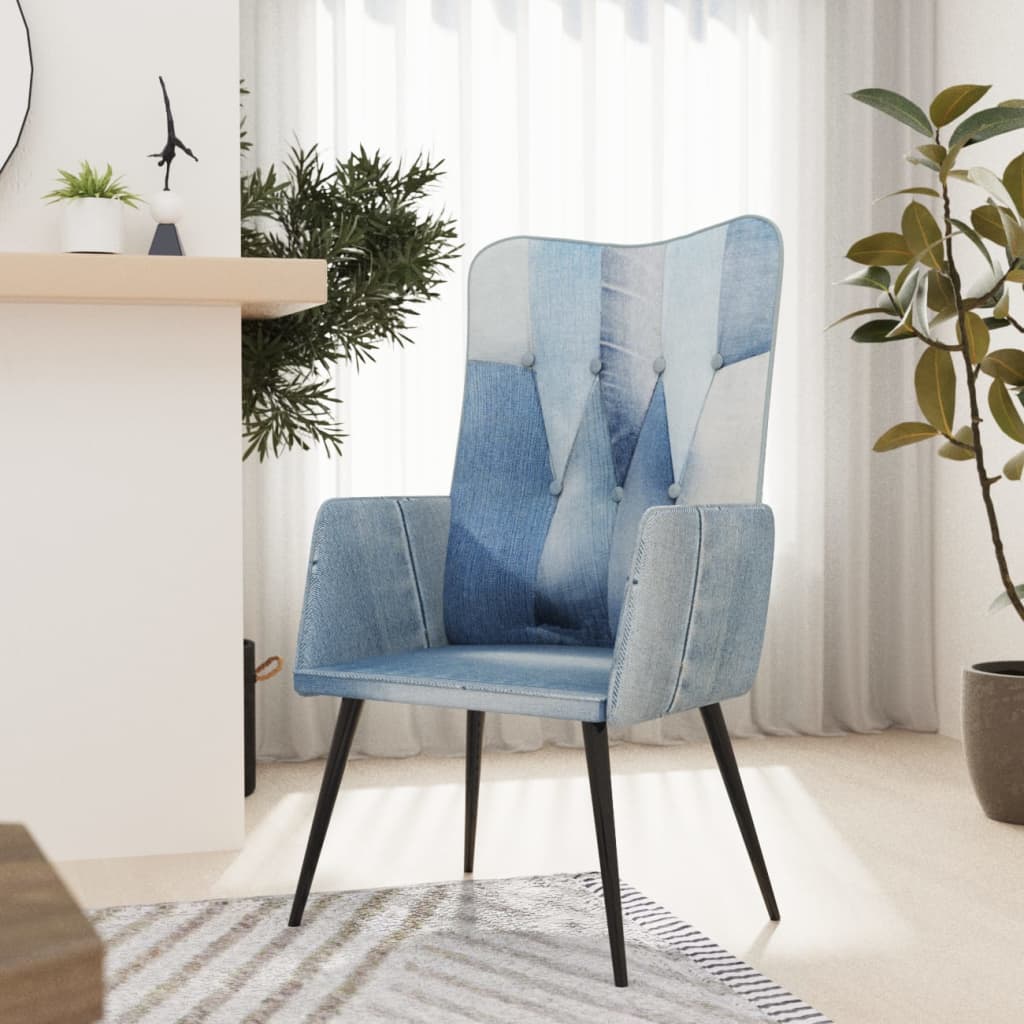 Fauteuil canvas denim patchwork - Griffin Retail