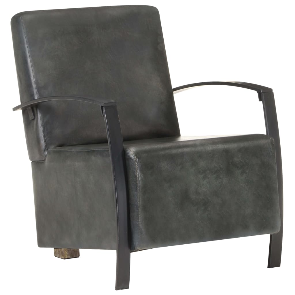 Fauteuil echt leer verweerd grijs - Griffin Retail