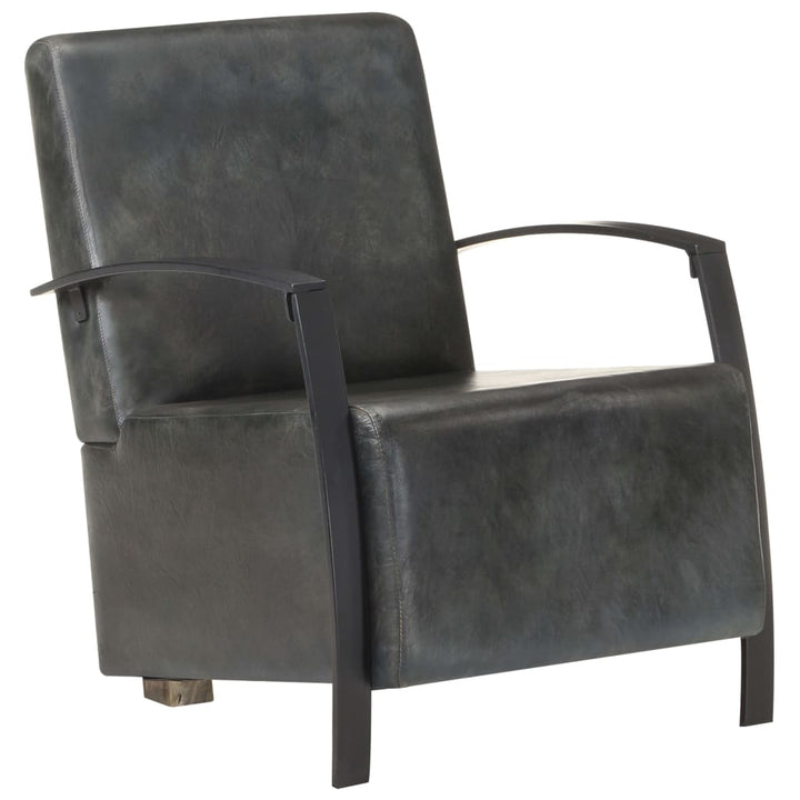 Fauteuil echt leer verweerd grijs - Griffin Retail