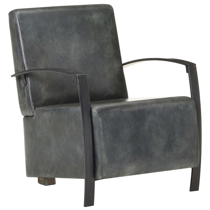 Fauteuil echt leer verweerd grijs - Griffin Retail