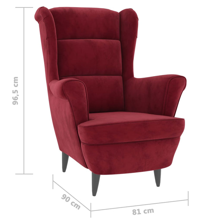Fauteuil fluweel wijnrood - Griffin Retail