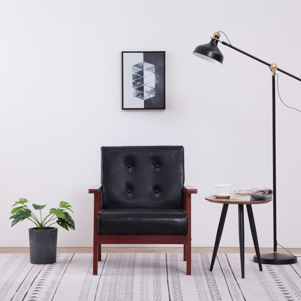 Fauteuil kunstleer zwart - Griffin Retail