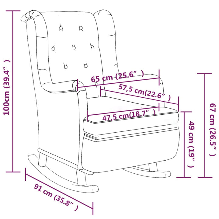 Fauteuil met schommelpoten en voetenbank stof donkergrijs - Griffin Retail