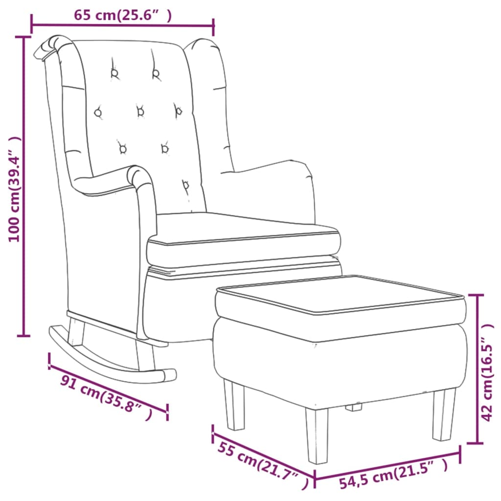 Fauteuil met schommelpoten en voetenbank stof donkergrijs - Griffin Retail