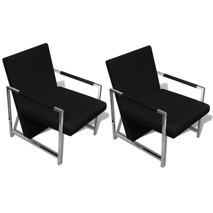 Fauteuils 2 st met chroom frame kunstleer zwart - Griffin Retail