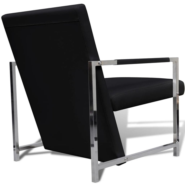 Fauteuils 2 st met chroom frame kunstleer zwart - Griffin Retail