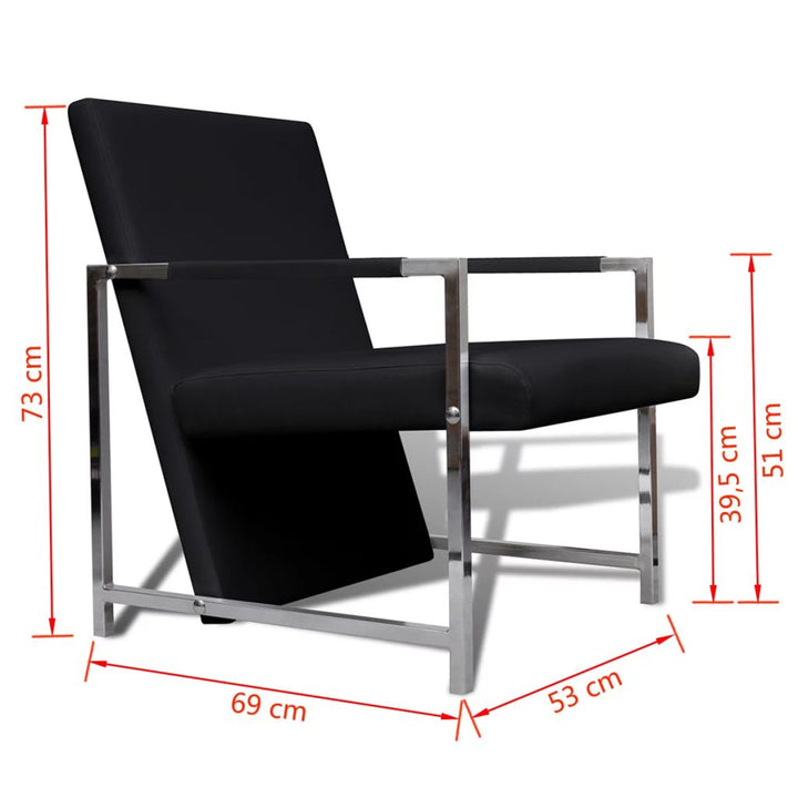 Fauteuils 2 st met chroom frame kunstleer zwart - Griffin Retail