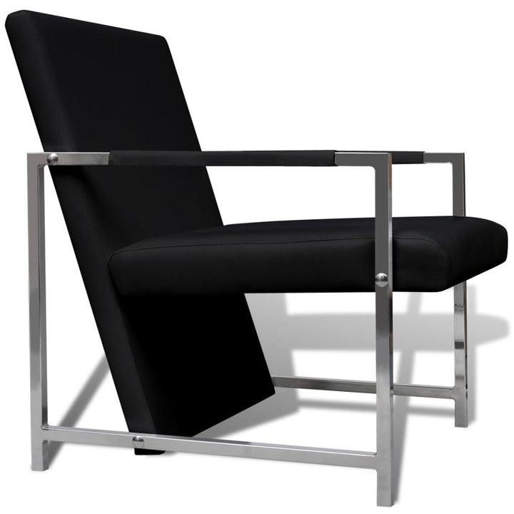 Fauteuils 2 st met chroom frame kunstleer zwart - Griffin Retail