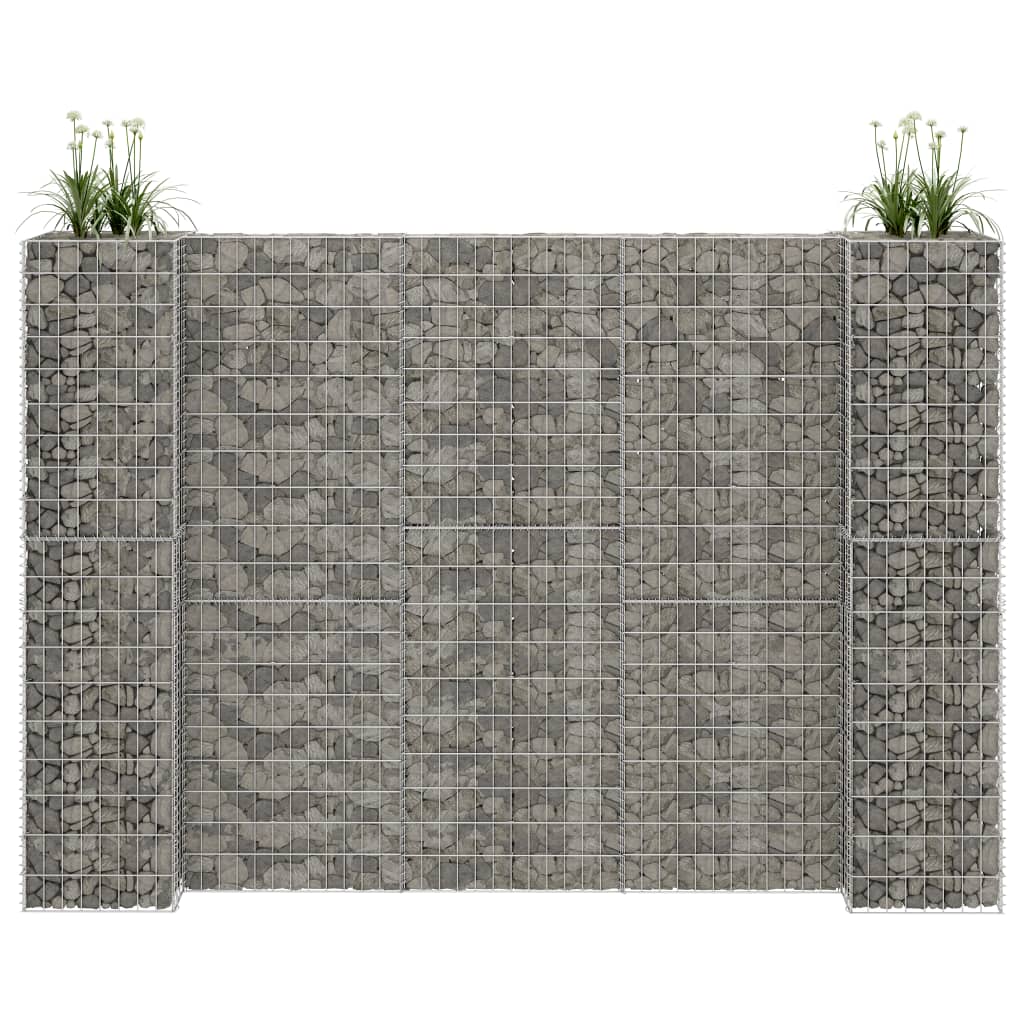 Gabion plantenbak H-vormig 260x40x180 cm staaldraad - Griffin Retail