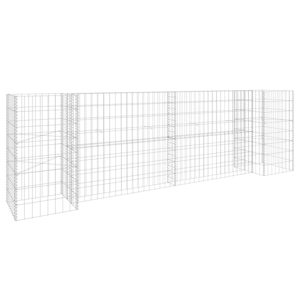 Gabion plantenbak H-vormig 260x40x80 cm staaldraad - Griffin Retail