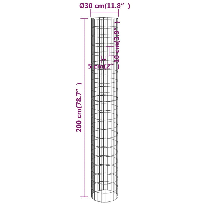 Gabion plantenbak rond verhoogd ø˜30x200 cm gegalvaniseerd staal - Griffin Retail