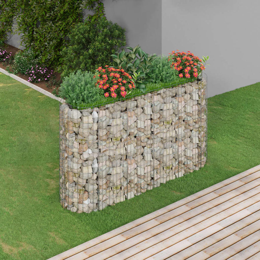 Gabion plantenbak verhoogd 190x50x100 cm gegalvaniseerd ijzer - Griffin Retail