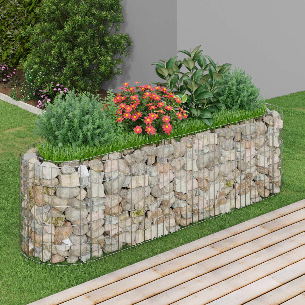 Gabion plantenbak verhoogd 190x50x50 cm gegalvaniseerd ijzer - Griffin Retail