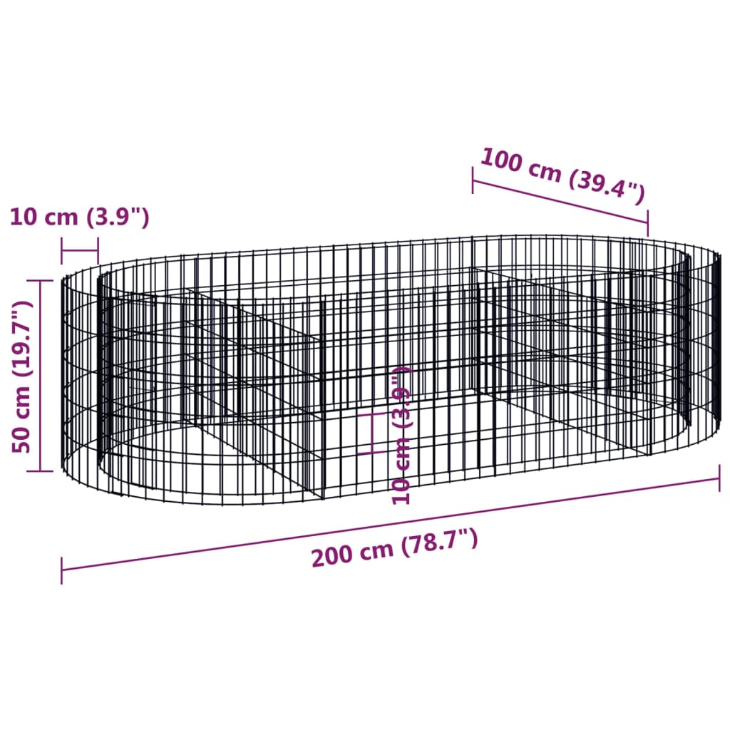 Gabion plantenbak verhoogd 200x100x50 cm gegalvaniseerd ijzer - Griffin Retail